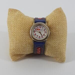 Vintage McKids Stainless Steel Back Japan Movt Blue Red Polkadot Time Child's